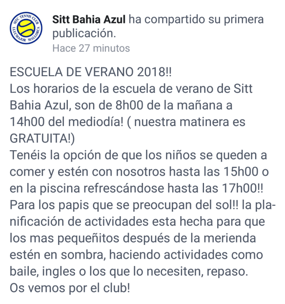 sitt bahia azul escola d'estiu
