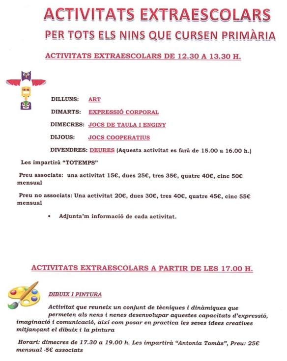 Activitats extraescolars sant bonaventura 1