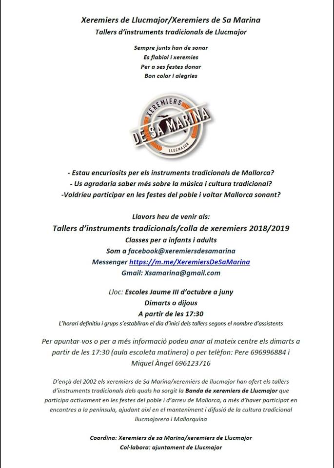 Taller instrumens tradicionals Xeremiers de Llucmajor Sa Marina