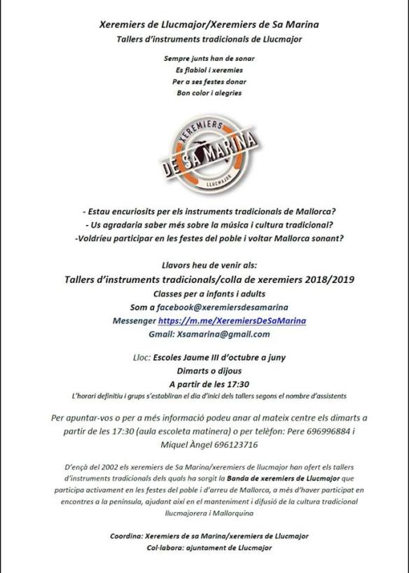 Taller instrumens tradicionals Xeremiers de Llucmajor Sa Marina